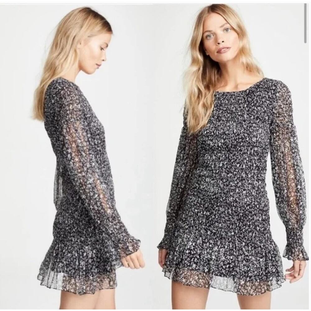 LoveShackFancy Scarlett Mini Dress Stars Black White Womens Size XS - Picture 10 of 10